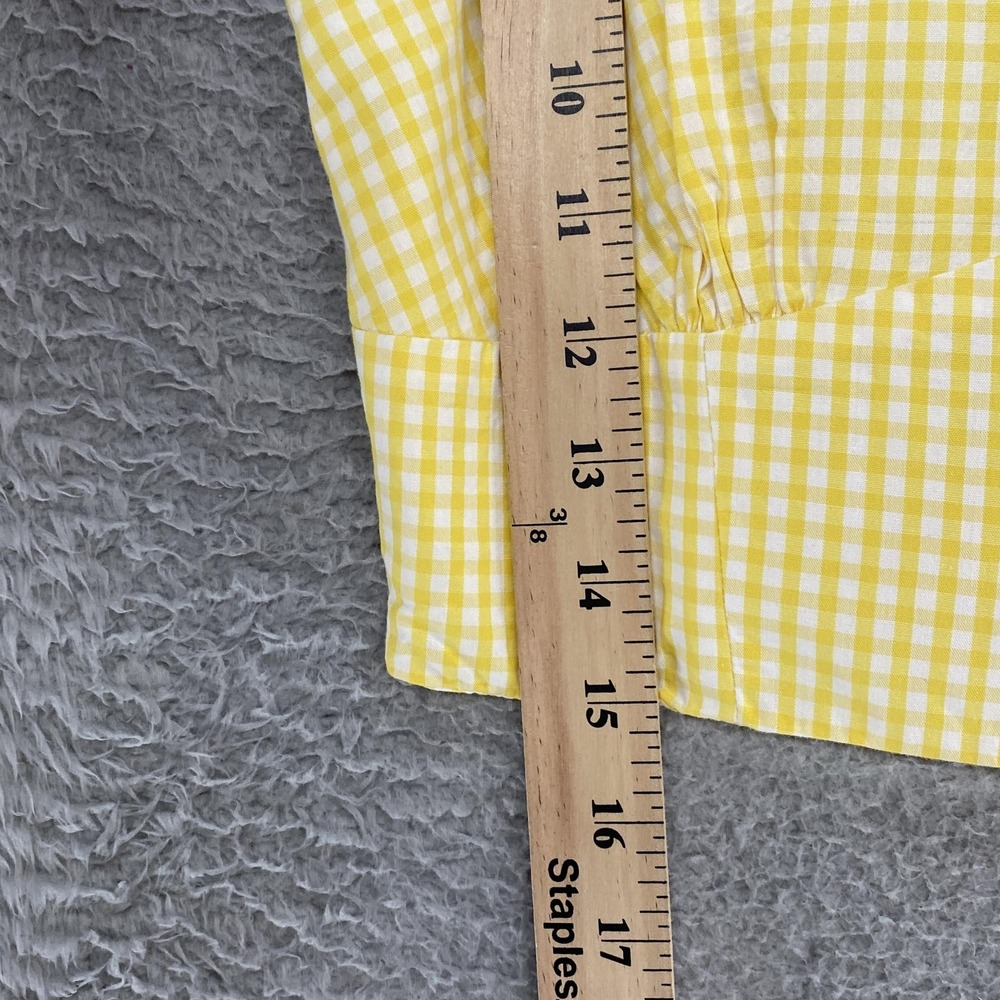 Zara Gingham Crop Tank Top Womens Small Babydoll Ruffle Strap Sweetheart Summer - Picture 5 of 13